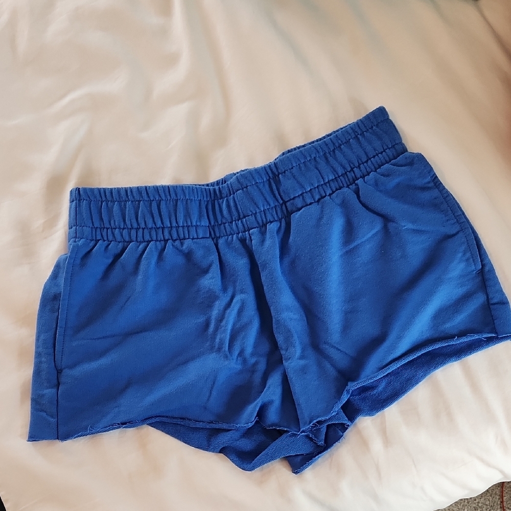 Blue Athletic Shorts with Elastic Waistband